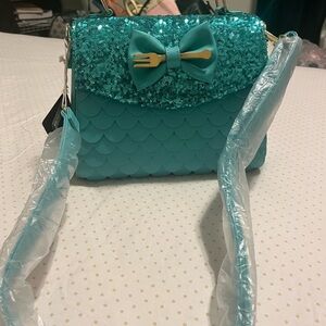 SOLD - Little Mermaid Teal Sequin Bow Women Bag by LoungeFly